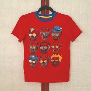 Circo Red/blue plaid skull graphic short-sleeved pajama set. Kid's size L.